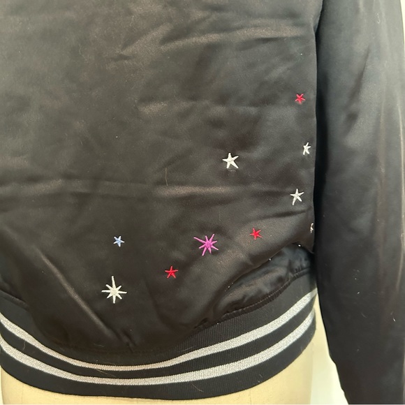 Vans Black Satin Bomber Jacket with Star Embroidery, Small - Picture 10 of 12
